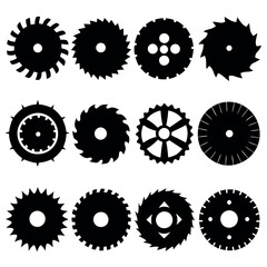 Black and White Saw Blade and Gear Icons