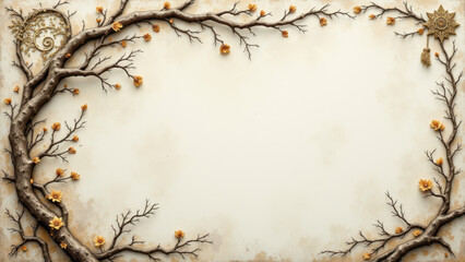 Artistic religious book cover with floral branch design on a grey background.