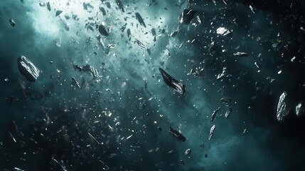 Fototapeta premium Asteroid Field in Deep Space with Dramatic Lighting and Textured Surfaces for Sci-Fi Concept Art