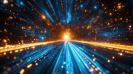 Obraz premium A dynamic visualization of light and energy, suggesting motion through space.