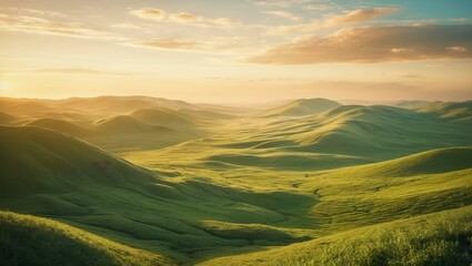 Obraz premium Sunrise over the spring hills