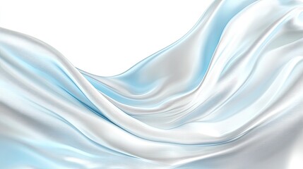 Obraz premium Draped white and silver satin fabric with light blue accents. A delicate and smooth texture perfect for minimalist elegance.