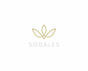 Elegant flower linear logo. Premium beauty salon hotel logotype. Spa boutique jewelry store symbol.  illustration.