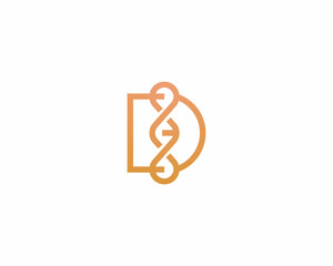 Abstract DNA logo design. Creative letter D icon. Universal science genetics biotechnology sign.  illustration.