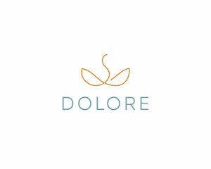 Minimalistic swan flower lotus logo. Universal spa beauty salon cosmetics logotype. Bird goose icon.  illustration.