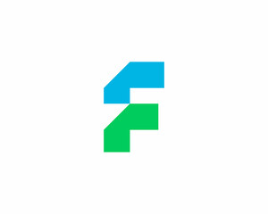 A letter F from abstract geometric shapes. Creative identity sign.  illustration.