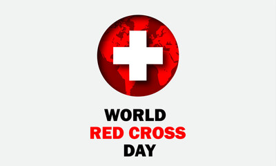 World red cross day concept vector illustration, 8th may red cross health concept with vector elements. Paper Art and Paper Cut Out Concept.