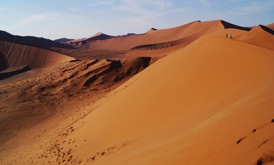 Sea of dunes in the Sossusvlei salt flat, Namib-Naukluft National Park, Namibia