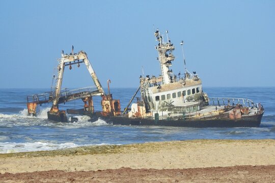 Zeila shipwreck near Henties Bay on the Skeleton Coast, Namibia