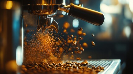 making coffee, surrounded by the aroma of freshly ground beans