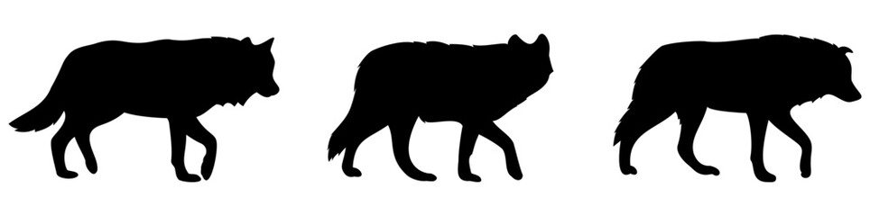 Wolves Running Vector Silhouette set