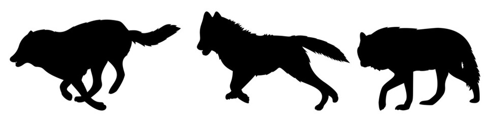 Wolves Running Vector Silhouette set