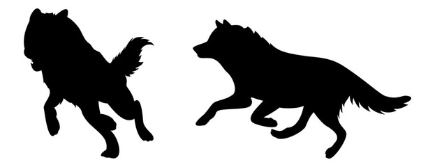Wolves Running Vector Silhouette set
