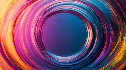 Obraz premium Vibrant swirling vortex with glossy fluid rings and deep blue center for futuristic design, technology, and abstract backgrounds