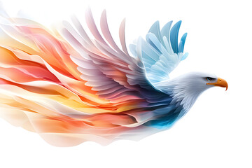 Obraz premium Abstract 3D flying eagle art poster, isolated on a white background
