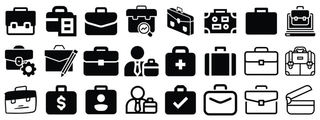 Briefcase Icon Pack Set Vector
