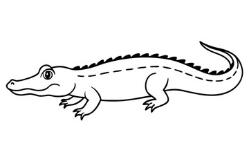 crocodile silhouette line art vector illustration with a white background