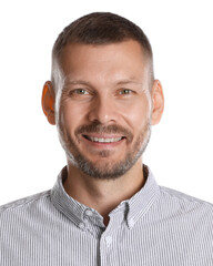 Passport photo. Portrait of man on white background