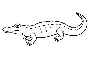 crocodile silhouette line art vector illustration with a white background