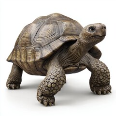 Obraz premium giant tortoise slowly walking, isolated on white