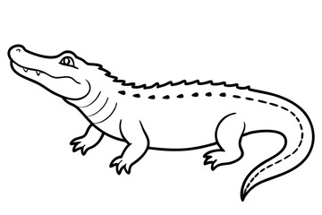 crocodile silhouette line art vector illustration with a white background