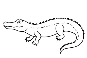 crocodile silhouette line art vector illustration with a white background