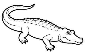 crocodile silhouette line art vector illustration with a white background