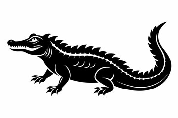 crocodile silhouette line art vector illustration with a white background