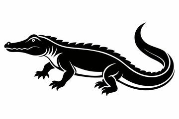 crocodile silhouette line art vector illustration with a white background
