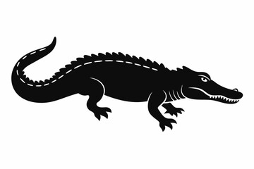 Naklejka premium crocodile silhouette line art vector illustration with a white background