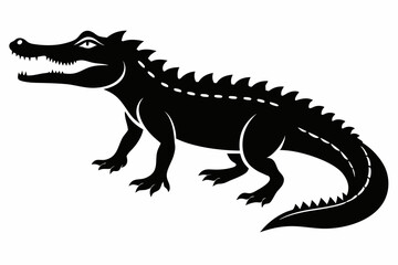 crocodile silhouette line art vector illustration with a white background