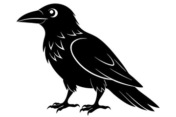 crow silhouette line art vector illustration with a white background