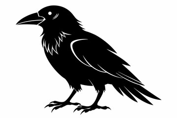crow silhouette line art vector illustration with a white background