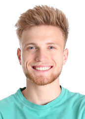 Passport photo. Portrait of man on white background