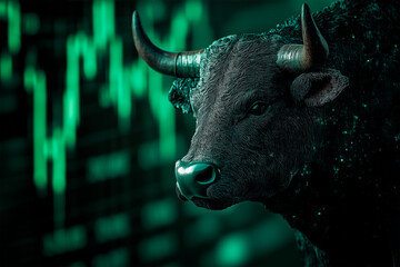 Digital Bull Representing a Strong Stock Market