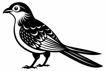 cuckoo silhouette line art vector illustration with a white background