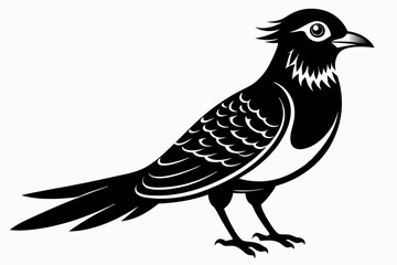 cuckoo silhouette line art vector illustration with a white background