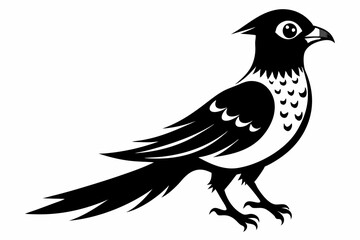 cuckoo silhouette line art vector illustration with a white background
