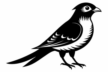 cuckoo silhouette line art vector illustration with a white background