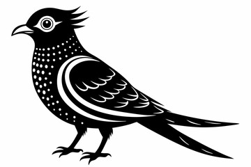 cuckoo silhouette line art vector illustration with a white background