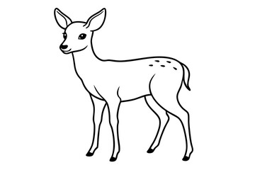 deer silhouette line art vector illustration with a white background