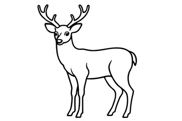 deer silhouette line art vector illustration with a white background