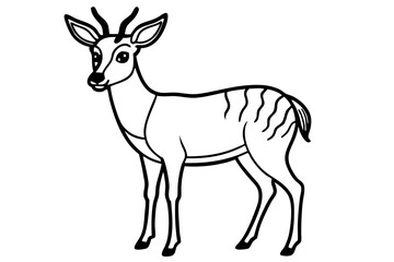 deer silhouette line art vector illustration with a white background