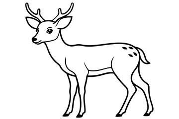 deer silhouette line art vector illustration with a white background