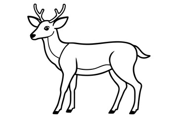 deer silhouette line art vector illustration with a white background