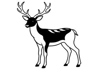 deer silhouette line art vector illustration with a white background