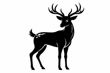 deer silhouette line art vector illustration with a white background