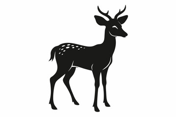 deer silhouette line art vector illustration with a white background