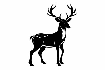 deer silhouette line art vector illustration with a white background