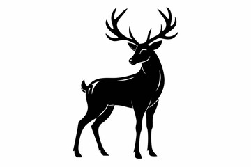 deer silhouette line art vector illustration with a white background